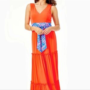 NWT Lilly Pulitzer Violetta Maxi Dress In Picante Coral NWT~ $ 258